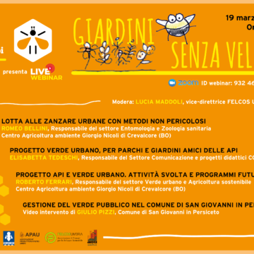 Si è concluso con grande successo e partecipazione il primo webinar organizzato dalla Rete Comuni Amici delle Api, denominato “Giardini senza veleni”.